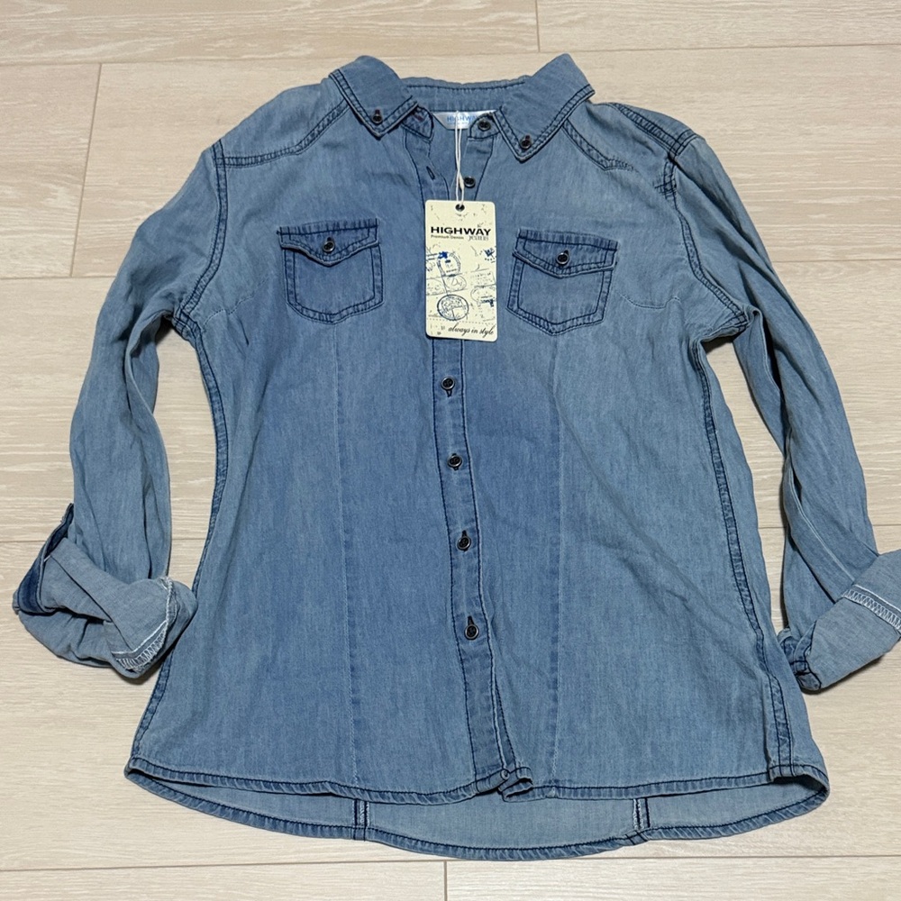 ✨ Highway Jeans Sky Blue Cotton Shirt - Picture 2 of 7